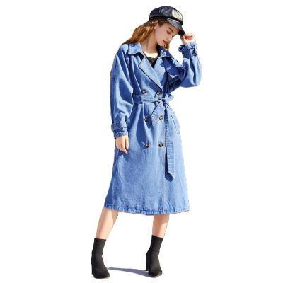 China 2021 Anti-wrinkle New Design Spring And Autumn Custom Women Long Jean Jacket High Quality Coat for sale