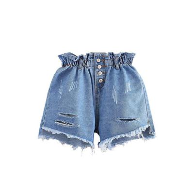 China Anti-wrinkle high waist women denim ripped shorts cotton shorts jeans for woman for sale