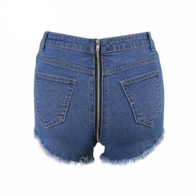 China wholesale custom brand Anti-wrinkle denim shorts women jeans pants with zipper on the back for sale