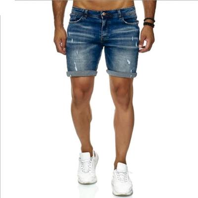 China QUICK DRY Slim Fit Mens Knee Length Blue Denim Shorts Custom Designs And Cheap Logo Jeans Shorts for sale