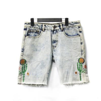 China Hot Selling Breathable Cotton Mens Embroidery Denim Blue Jeans Shorts Mens Fleece Shorts for sale