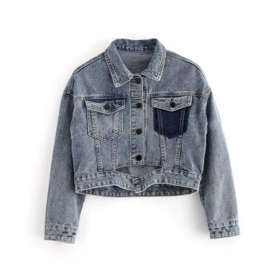 China Breathable Jean Jacket Woman Soft Long Sleeve Short Jacket for sale