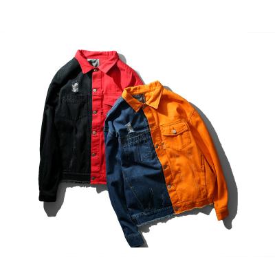 China Factory direct wholesale breathable stylish color patchwork denim coat jacket for men/men's denim Jean Jacket for sale