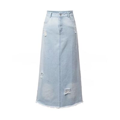 China Color Fade Proof Women Skirts Fashion Stretch Ripped Jeans Skirt For Women Skirt Jeans for sale