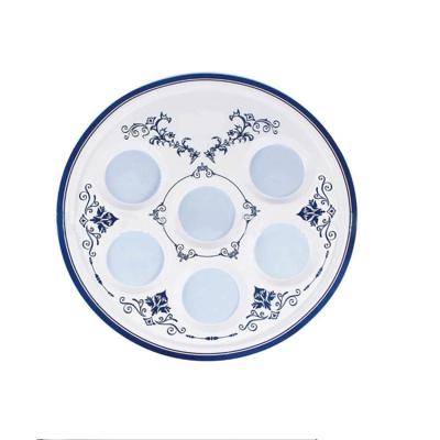 China 2022 Sustainable A Great Favors Seder Plate Passover Plate Melamine Jerusalem Design Passover Seder Plates 12 Traditional for sale