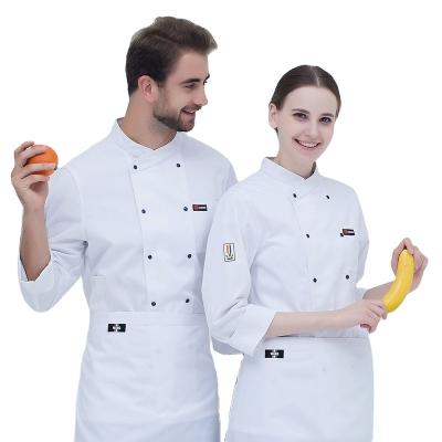 China High Quality New Work Coat Fashion Restaurant Hotel White/Black Chef Coat Jacket Chef Clothes Short Sleeve Uniform for sale