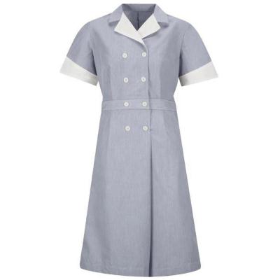 China restaurant & Custom Bar Polyester Rayon Hotel Room Maid Cross Staff Cleaning Housekeeping Uniform Dress for sale