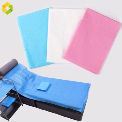 China Plain PP+PE Fabric 100% Nonwoven Waterproof Disposable Bedspread Spa Bed Disposable Sheets for sale