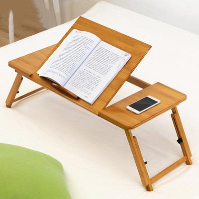 China Multifunctional Adjustable Folding Adjustable Natural Bamboo Dormitory (Waist) Computer Bed Lazy Desk with Metal Legs for sale