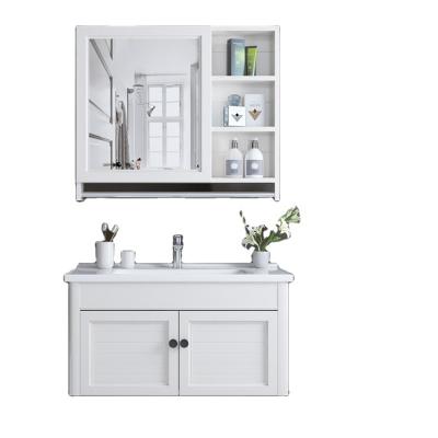 China Modern Space Aluminum Bathroom Cabinet With Mirror Cabinet Combination Bathroom Cabinet Wash Hands Wash Face Wash Gargle for sale