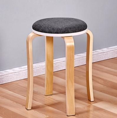 China Modern birch Bent High Nordic Solid Wood EASY SETUP minimalism SET convertible round small stools thick soft outdoor chair for sale