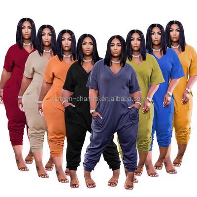 China 2021 Solid Color Women's Breathable Casual Overalls European and American Fashion Street One-Piece Overalls for sale