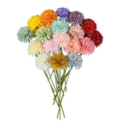 China Wholesale Silk Artificial Flower Head 1.18inches Single Branch Ball Chrysanthemum For Wedding Party Home Hotel for sale