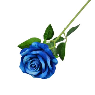 China Velvet& Real Amazon Plastic Hot Selling Touch Artificial Flower Single Stem Velvet Rose Flower For Wedding Decor for sale