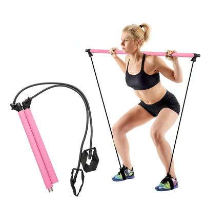 China Yoga Pilates Exercises High Quality Multifunctional Fitness Exercise Tool Yoga Pilates Stick Bar With Adjustable Resistance Bands Pilates Bar Kit for sale