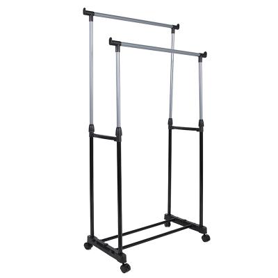 China Hot Selling Stored Telescopic Clothes Drying Rack With Rollers For Moving for sale