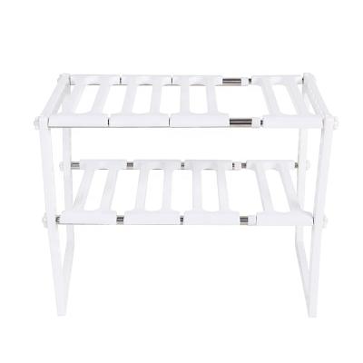 China Cheap Two Tier Rack Stocked Kitchen Accessories Stainless Steel Hot Selling Storage Under Sink Sink Rack for sale