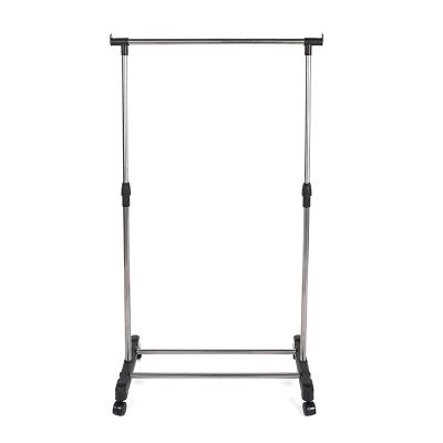 China Single hanger stocked floor-standing stainless steel clothes rail height adjustable and moveable for sale