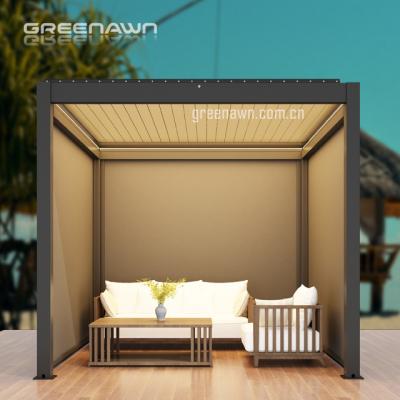 China Easily Assembled Sun Shade Remote Control Electric Aluminum Outdoor Pergola Patio Roof System With LED System for sale