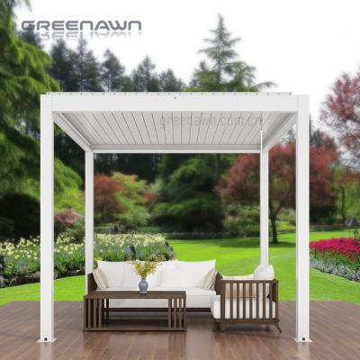 China Easily Assembled High Quality White Aluminum Pergola Louvered Gazebo Manual Control Roof Pergola for sale