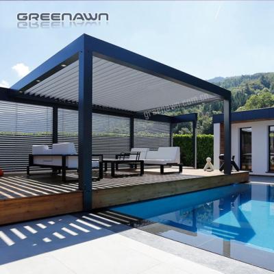 China Hot Sale 4x4m Waterproof Aluminum Bioclimatic Gazebo Sunshade Easily Assembled Roof Gazebo Louvered Pergola for sale