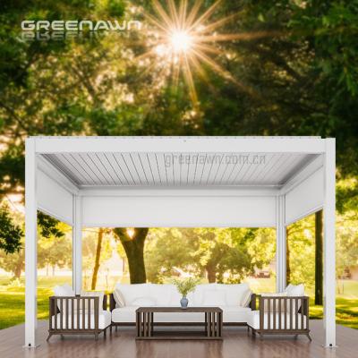 China Easily Assembled Modern Aluminum Metal Villa Garden Pergola 3x4 Adjustable Electric Louvered Pergola for sale