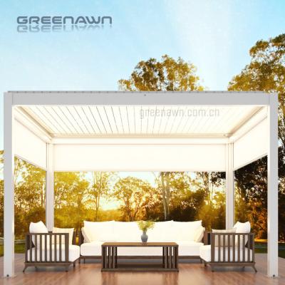 China Customized Waterproof Electric Outdoor Aluminum Pergola Easily Assembled Sizes Sunshade Pad With LED System for sale