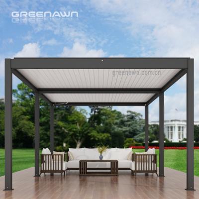 China Cheap Anti-UV Louvered Bioclimatic Pergola Metal Freestanding Pergolas With Modern Roof for sale