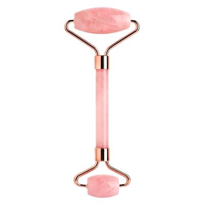 China Mini face lift jade dermaroller original face lifting massager ice pink facial roller and gua sha set jade roller for sale