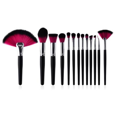 China Angular Blush Ilobe Wood Handle Silver Olive Bristle 13pcs Soft Synthetic Makeup Brush Set for sale