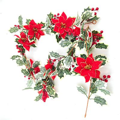 China Fake Vines Christmas Flower Plant Plastic Cheap Artificial Christmas Hanging Decoration for sale