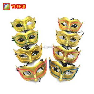 China Regular On/Slow Flashing/Quick Flashing/Off New Type 10 Colors Disguise Wire EL Wire LED Mask LED Strip DC-3V Venetian Fox Fox Mask For Halloween Party Decoration for sale