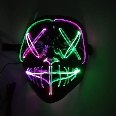 China Firmly On Flashing On / Off LED Mask Double V X Eyes Mask Showing In Dark Night Halloween Party for sale