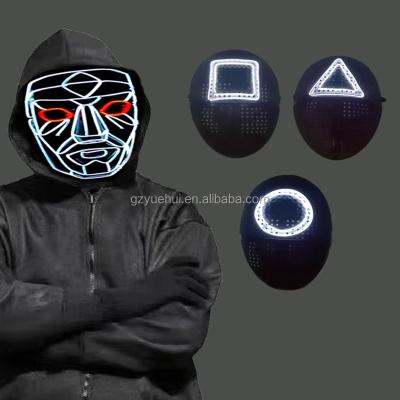 China 2021 plastic new design game mask factory outlet party mask glowing neon light up mask korea cosplay teleplay for sale