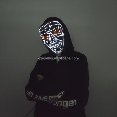 China Hot Selling Plastic EL Wire Boss Glowing Neon Mask Popular Gaming Mask Flashing On Party For Festival for sale