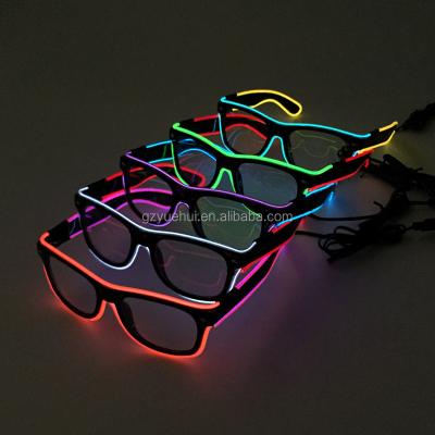 China Steady On/Slow Flashing/Fast Flashing/Off Double Color LED High Bright Glass EL Wire Light Up Glow Glass Eyewear Shades For Neon Box Party Colored Glasses night for sale