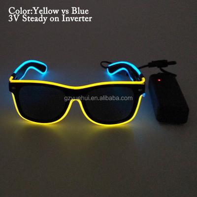 China Steady On/Slow Flashing/Fast Flashing/Off Hottest Design Twin Colors Cold EL Light Illuminate Sunglasses Birthday Wedding Decor Led Bulbs Neon Lamp Glasses By 3V for sale