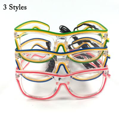 China Steady On/Slow Flashing/Fast Flashing/Off New Design Led Rave Double Color EL Wire Transparent Sunglasses Bright Colorful Glowing Decoration With Regular DC-3V On for sale