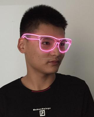 China Regular On/Slow Flashing/Fast Flashing/Off Glass Fashion EL Wire LED Neon Light Glowing Flashing Glasses Rave Costume Party DJ Transparent Sight Glasses For Carnival for sale