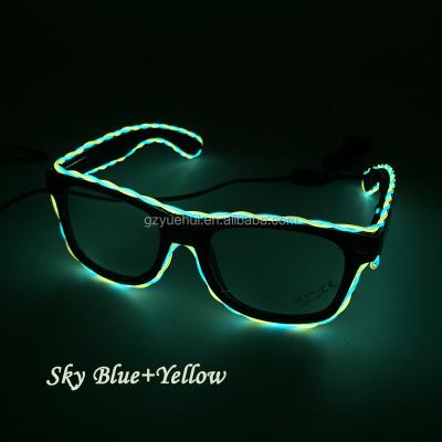 China Regular On/Slow Flashing/Fast Flashing/Off Wire Sales Hot Fashion LED EL Glass Neon Light Up Shutter Shaped Glasses Rave Festival Party Decorative Sunglasses for sale