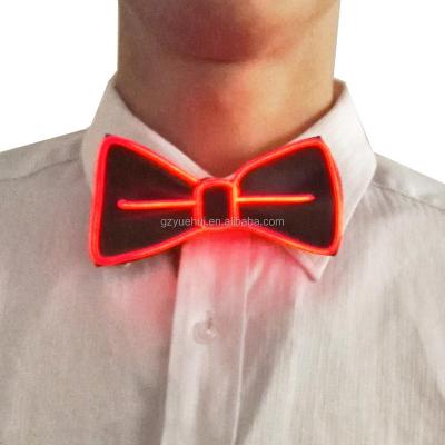 China Active Regular On/Flashing/Sound/Off Sound Activated 10 Colors Fashion Design LED Bowtie EL Glowing Flashing Electronic Arc Link For Event Party Decoration Bar Club for sale