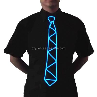 China Regular On/Slow Flashing/Fast Flashing/Off 10 Color Hiphop Club New Fashion EL Glowing Flashing Flashing Flexible Wire Led Neon Neck Tie For Glow In The Dark Party Festival for sale