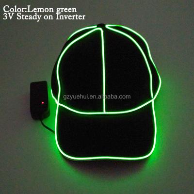 China American Nightclubs Discos Bar Hat Show COMMON Neon Led Neon Led String Tube Talent Talent EL Wire Baseball Cap With DC3V Drive for sale