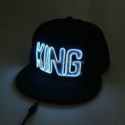 China Regular On/Flashing/Off Pay Attention! Fantastic EL Wire Attractive Street Boys Dancer Favor Led Bulbs Stage Lamp King-Word Logo Cap Neon Hat for sale