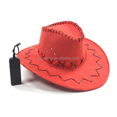 China Steady On/Slow Flashing/Quick Flashing/Off Fashion Cowboy New Design Glowing Hat Party Flashing Hat Props Neon Light Up EL Wire Cord DC-3V Firmly On Supplies glow party for sale