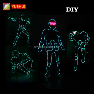 China Sets China Suppliers Hiphop Dance Costume Luminous Mask Led Halloween EL Wire Clothing Suits Christmas Lights Glow In Dark for sale