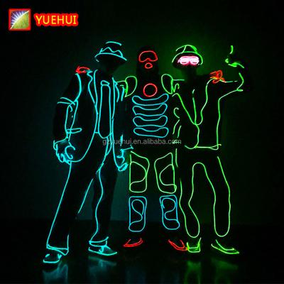 China Fluorescent EL Wire Costume Hip Hop Men Sets Fashion Clothes Light Up Adult Costumes Accent Dance Stage Wear Decorative Lights for sale