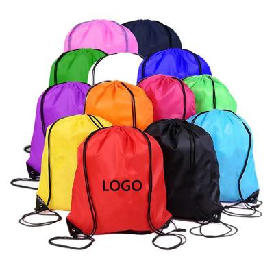 China No Logo Solid Color Polyester Drawstring Shopping Bag Sports Gym Bag Custom Drawstring Backpack for sale