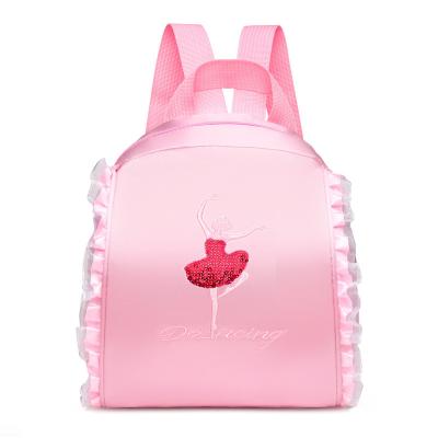 China Fashion Custom Printed Logo Embroidered Children's Double Shoulder Dancing Backpack Girl Princess Ballet Dance Bag for sale