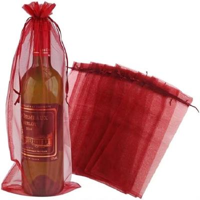 China Wine Organza Wine Bags Bottle Gift Bags With Drawstring For Wedding Birthday Party Festival Favors for sale